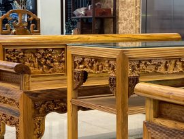 Trường Kỷ đục tích Tam Quốc Gỗ Gụ vân đẹp