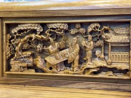 Trường Kỷ đục tích Tam Quốc Gỗ Gụ vân đẹp