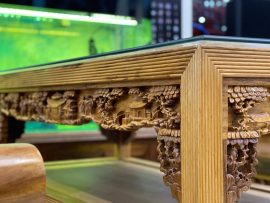 Trường Kỷ đục tích Tam Quốc Gỗ Gụ vân đẹp