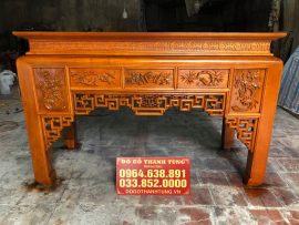 Án gian tứ quý đục tay gỗ hương đá