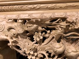 sập thờ mai điểu gỗ gụ đục tay