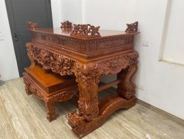 sập thờ gỗ gụ mẫu tứ linh