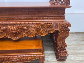 sập thờ gỗ hương đá đục tứ linh