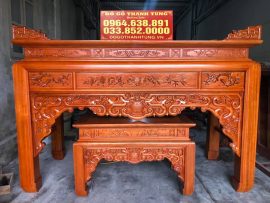 Án gian thờ Như Ý gỗ gụ chân vuông 12