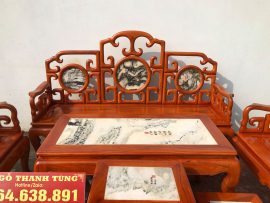 bộ móc mỏ gỗ gõ đỏ 7 món vách tròn