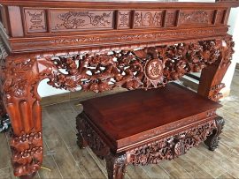 sập thờ mai điểu gỗ gụ chân 22