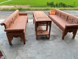 Bộ trường kỷ sen vịt cỡ đại 2m17 gỗ hương đá