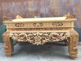 sập thờ gỗ gụ đục mai điểu