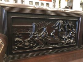 trường kỷ gỗ gụ đục tam quốc