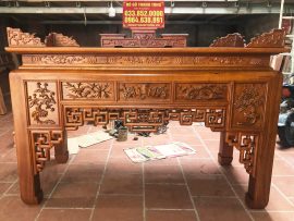 án gian thờ đục tứ quý gỗ hương đá