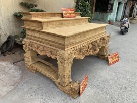 sập thờ gỗ gụ mẫu đục tứ linh cao cấp