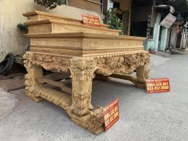 sập thờ tứ linh đục tay gỗ gụ cao cấp