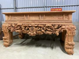 Sập thờ mai điểu 2m17 chân 24 gỗ hương đá nam phi