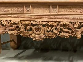 sập thờ gỗ hương đá năm phi đục tay mẫu mai điểu cao cấp