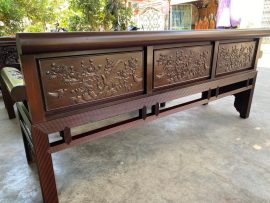 ghế dài bộ trường kỷ đục tích tam quốc thủ công cao cấp