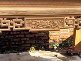 án gian thờ sen triện gỗ gụ lào đục tay cao cấp