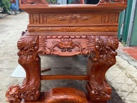 sập thờ gỗ gụ đục tứ linh đẳng cấp