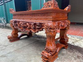 sập thờ đục tứ linh thủ công gỗ gụ cao cấp