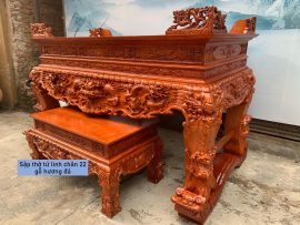 sập thờ tứ linh chan 22 đục tay đẳng cấp