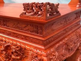 sập thờ tứ linh gỗ hương đá đục tay
