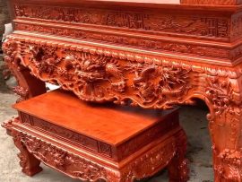 sập thờ tứ inh gỗ hương đá đục tay đẳng cấp
