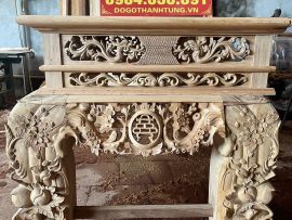 sập thờ gỗ gụ lào gỗ gụ đục tay cao cấp