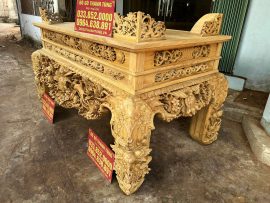 sập thờ đục tay mẫu mai điểu gỗ gụ lào đẳng cấp