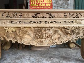 sập thờ tứ linh gỗ gụ lào cao cấp đục tay thủ công mỹ nghệ