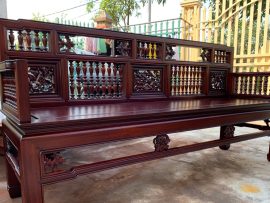 trường kỷ gỗ gụ mẫu song tiện cao cấp