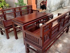 trường kỷ huế mãu con tiện gỗ gụ tự nhiên