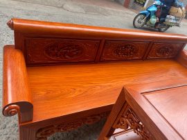 trường kỷ gỗ hương đá đục tứ quý kênh bong