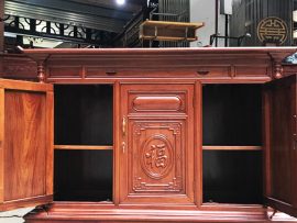 tủ thờ gỗ gụ cao cấp mẫu đục chữ phúc