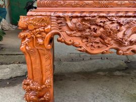 sập thờ tứ linh gỗ gụ Lào chân 24