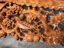 sập thờ mai điểu đục tay gỗ gõ đỏ tự nhiên