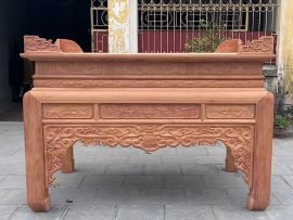 Án gian thờ ngũ phúc kim tiền 1m97 gỗ gõ đỏ hàng dày dặn (anh Tuyến, Ninh Bình)