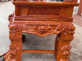 sập thờ gỗ hương đá chân 24 mẫu đục tứ linh cao cấp