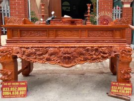 sập thờ chân 24 gỗ hương đá mẫu đục tứ linh