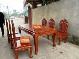 bộ bàn ăn 6 ghế hồng hạt