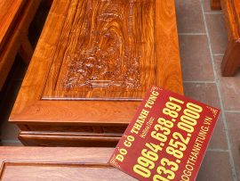 bàn trà khung tranh mặt đục họa tiết