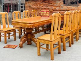bàn ăn 8 ghế gỗ gõ đỏ