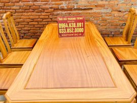 bàn ăn vát góc gỗ gõ đỏ