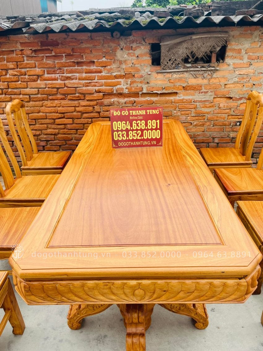 bàn ăn vát góc gỗ gõ đỏ