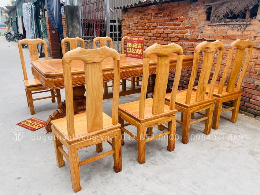 bàn ăn chữ thọ cột liền