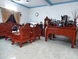 bộ bàn ghế louis gỗ hương đá