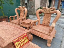 ghế đơn và bàn kẹp gỗ hương đá.