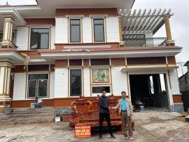 bộ bàn ghế minh quốc nghê đỉnh gỗ hương