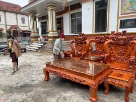 bộ bàn ghế minh quốc nghê hàng đục tay