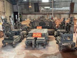 mẫu bàn ghế rồng đỉnh mun hoa lào