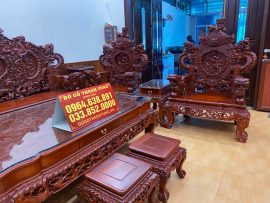 bộ bàn ghế rồng khuỳnh nghê bảo đỉnh đục tay