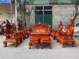bàn ghế rồng khuỳnh nghê đỉnh 10 món
